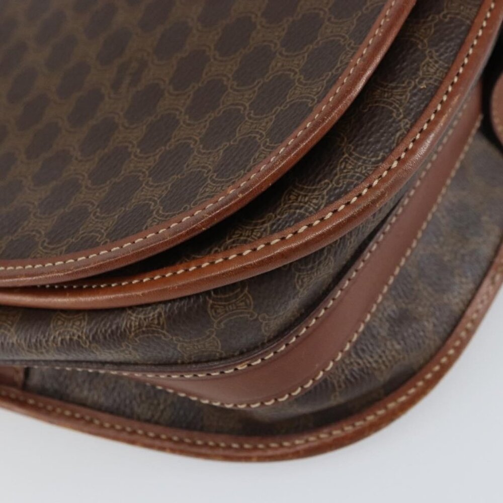 Authentic CELINE Macadam Canvas Shoulder Bag PVC Leather Brown Gold - Picture 7 of 16